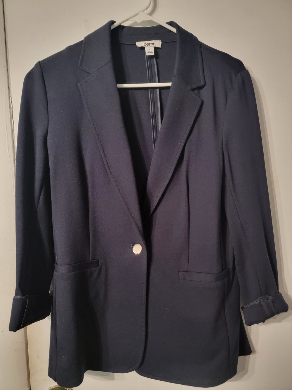 Bar III Dark Navy Single-Button Tailored Blazer